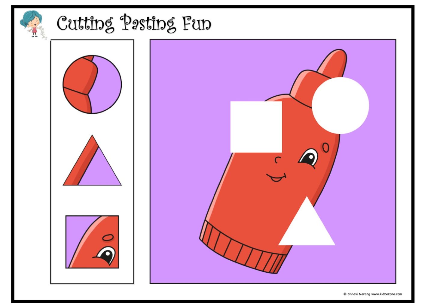 cutting and pasting shapes worksheet 3 kidzezone