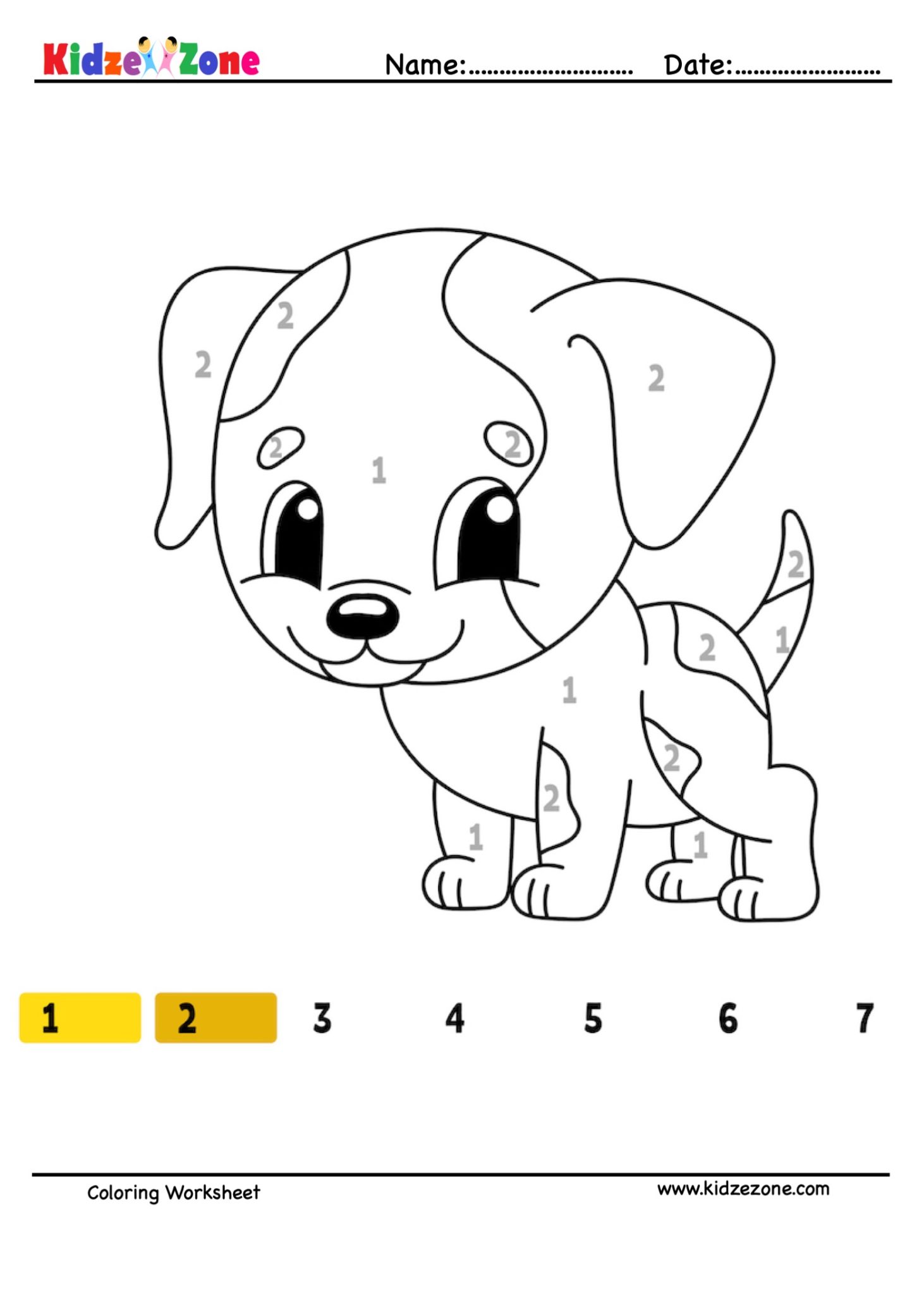 Puppy Color By Number Printables
