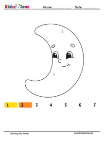 Crescent Moon Number Coloring Fun Worksheet - KidzeZone