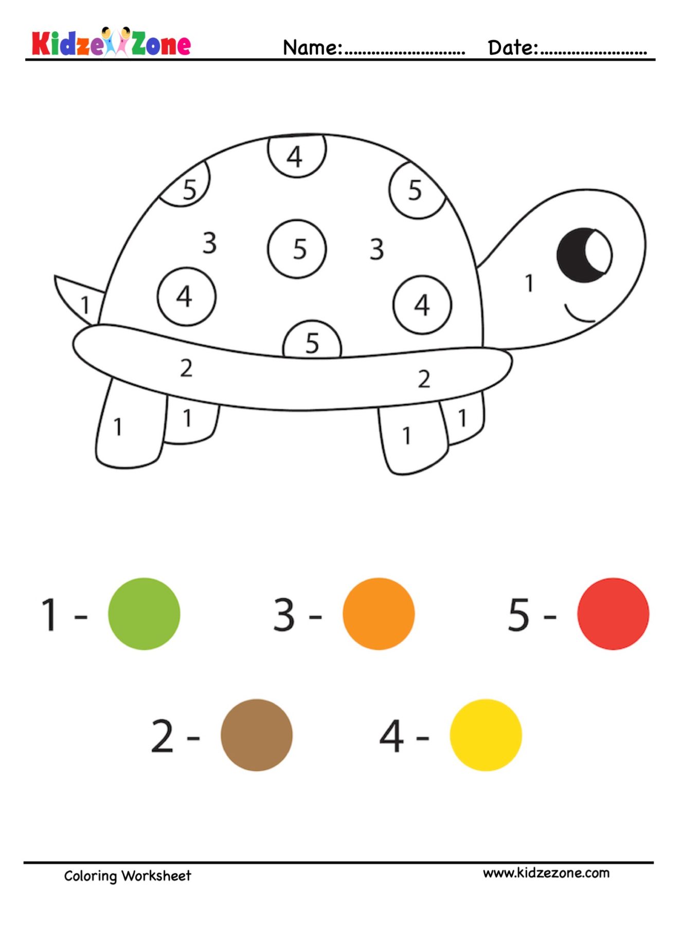 coloring a cute turtle worksheet kidzezone