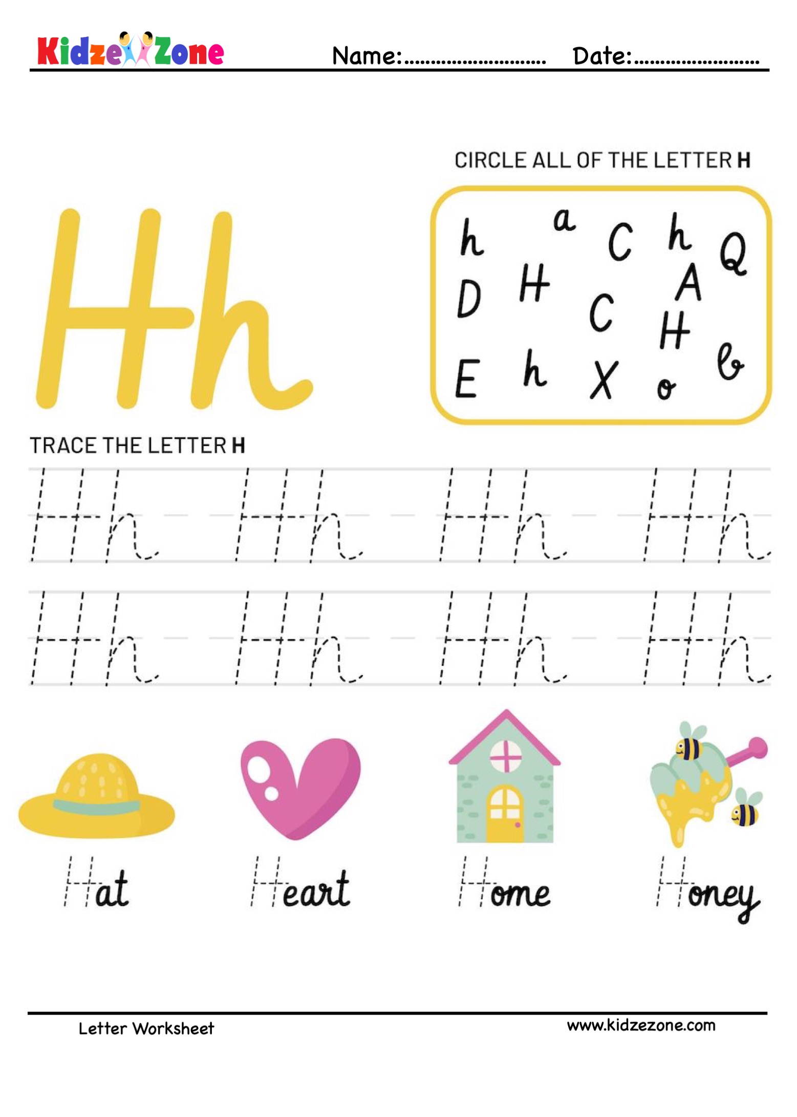 Letter H Alphabet Tracing Worksheets Free Printable Pdf Letter H Worksheets Flash Cards 