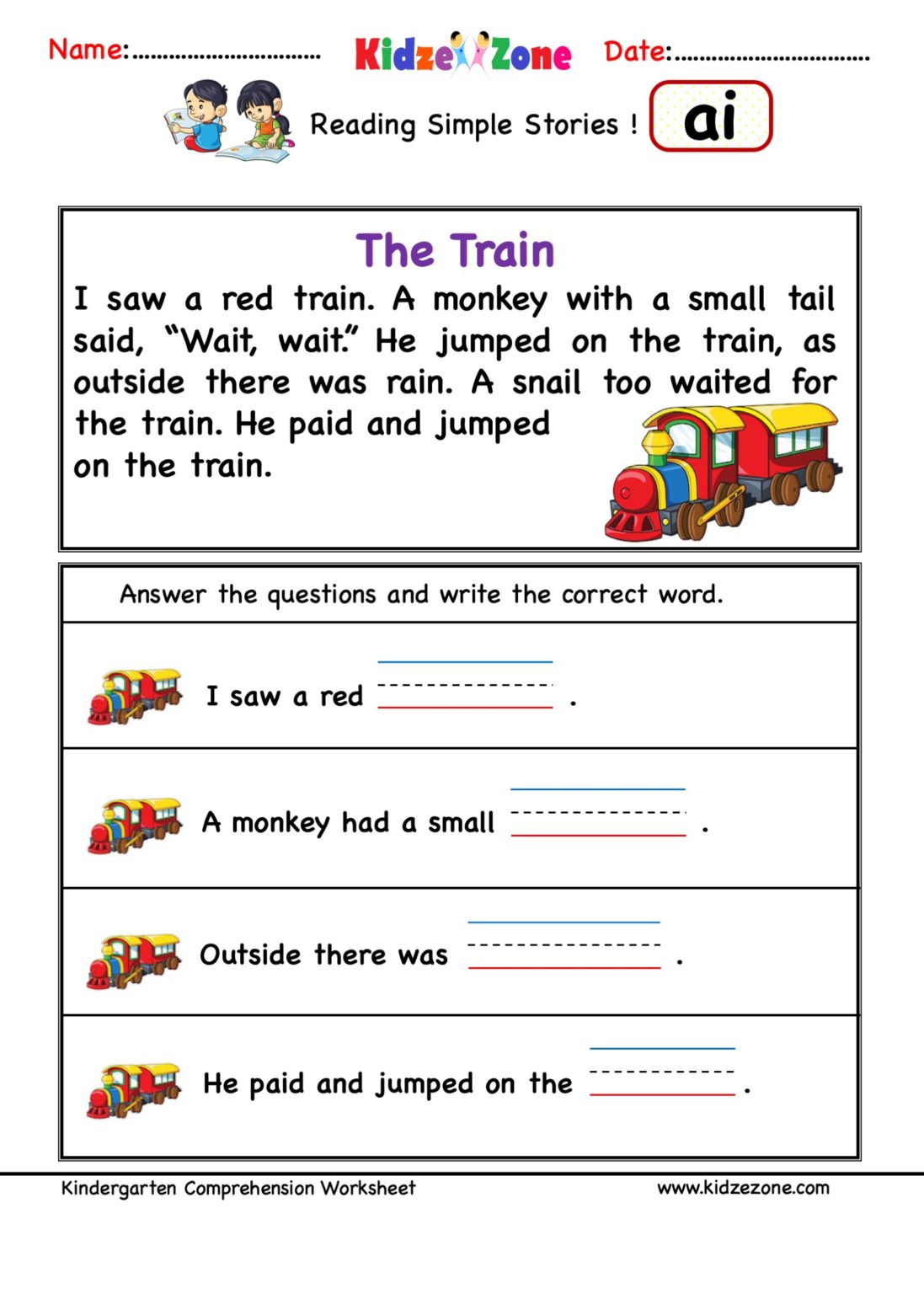 ai word family Reading Comprehension