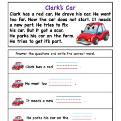 Kindergarten comprehension worksheets for all word families