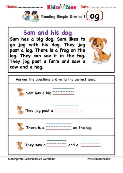 Og word family comprehension worksheet - KidzeZone