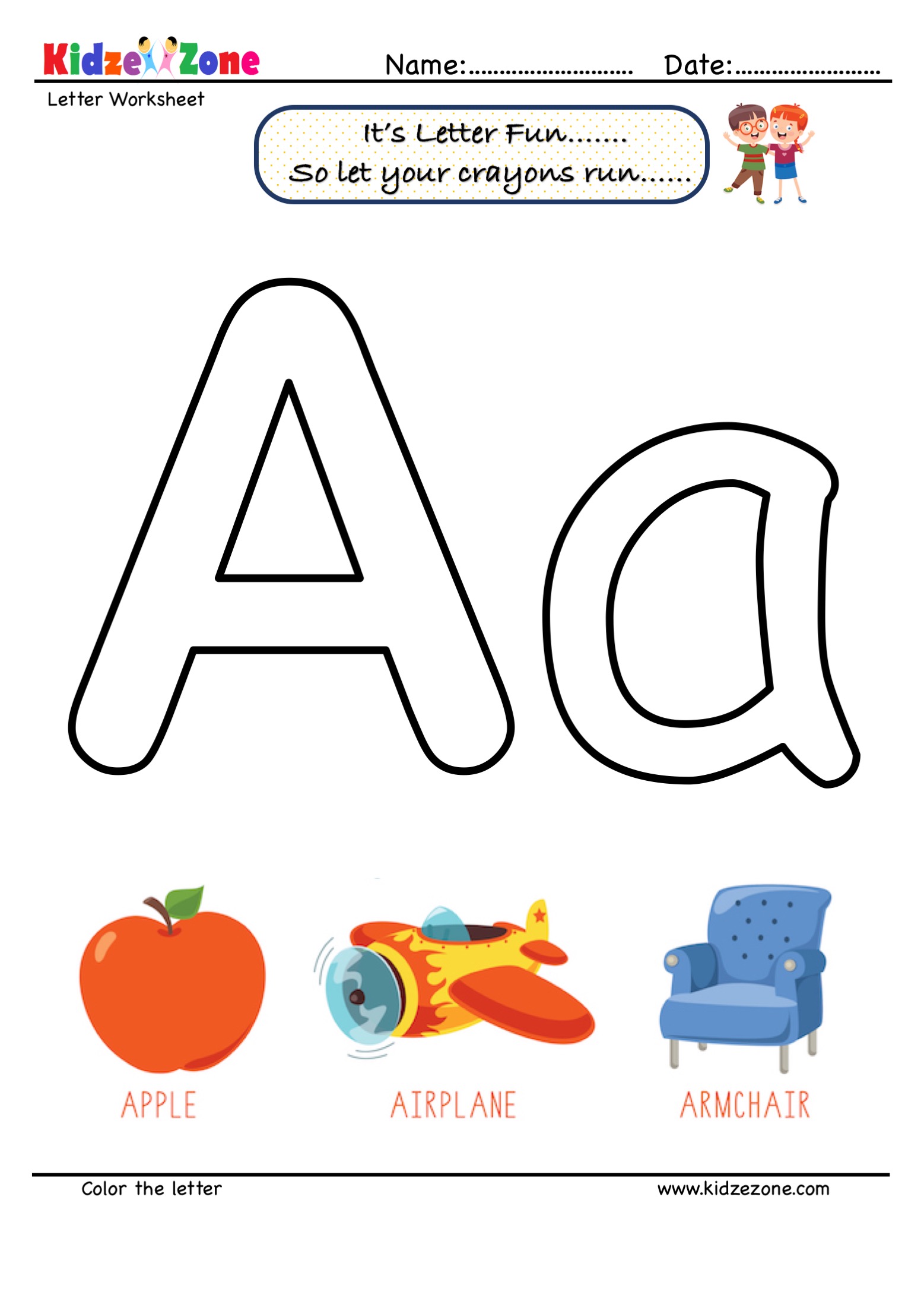 Letter A Reading, Writing And Activity Worksheets