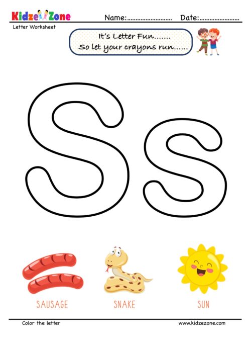 Letter S Coloring Worksheet - KidzeZone